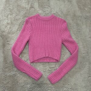 Hippie Rose - Pink Eyelash Faux Fur Sweater